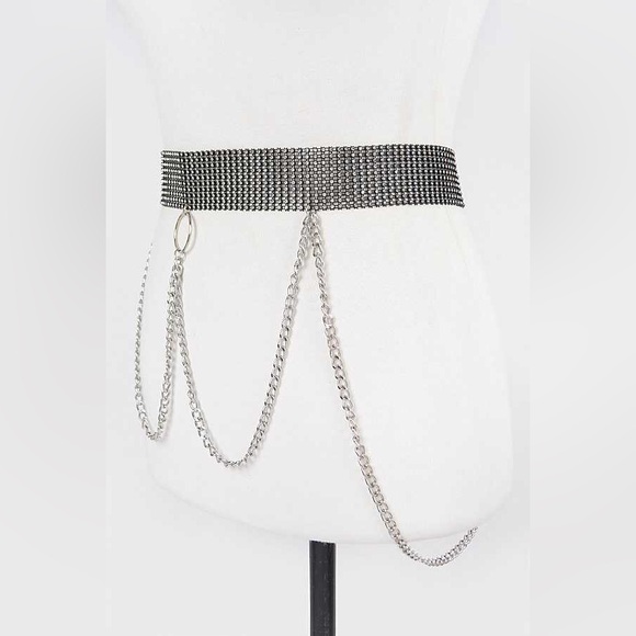 Metal Chain Layered Statement Belt - Picture 2 of 3